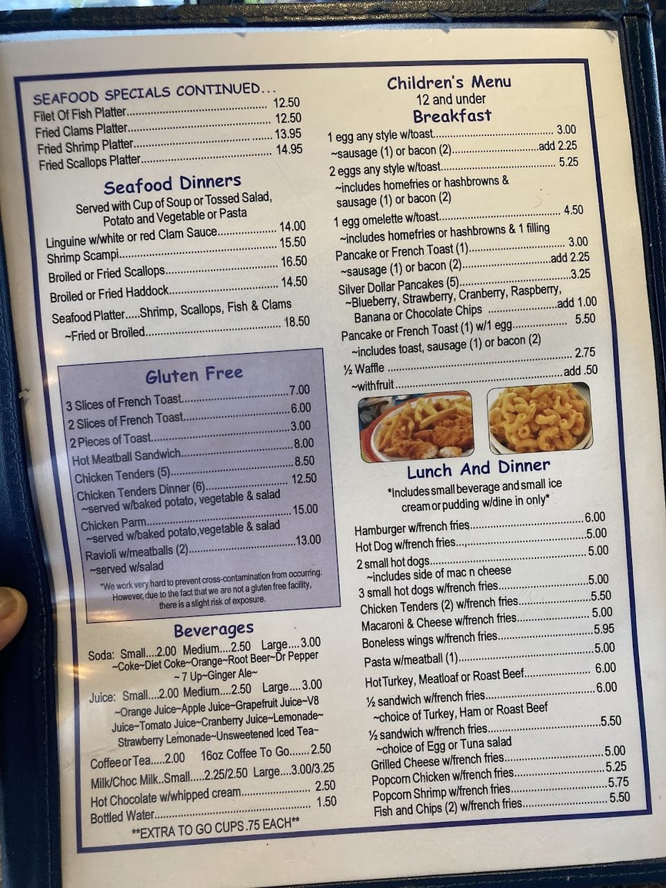 Simple menu layout for breakfast and dinner.