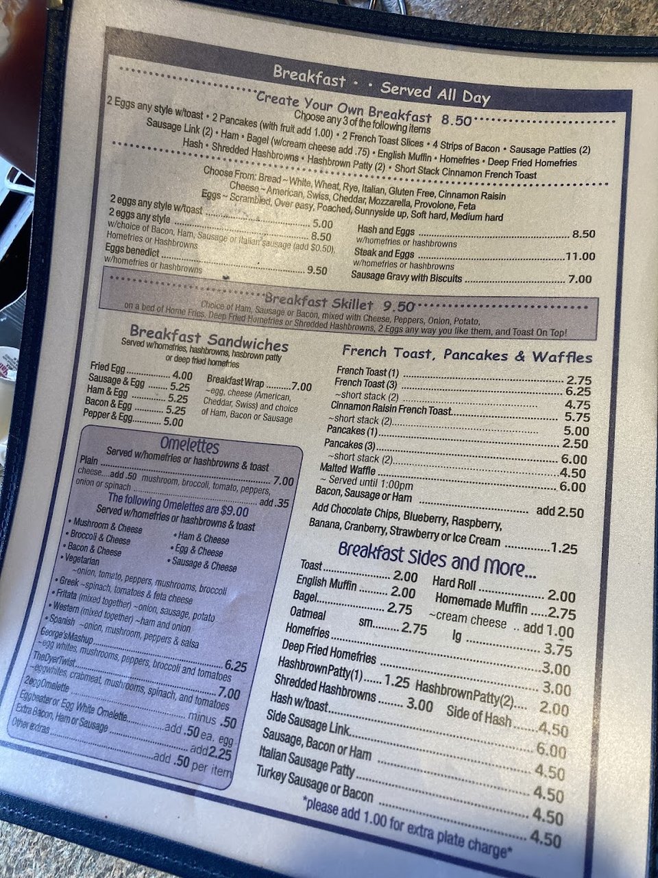 Menu board showing diner-style food selections.